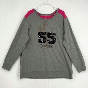 Disney Parks Womens 2X Lightweight Sweatshirt Disneyland 55 Mickey Mouse Gray